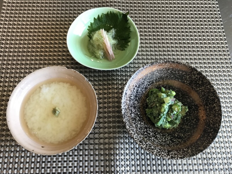 受講生の作品：みょうがと青菜を使った和食の小鉢